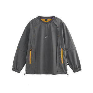 Gray jacket with yellow zippers on a white background