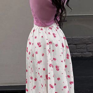 Floral High Waist Split Skirt My Store 