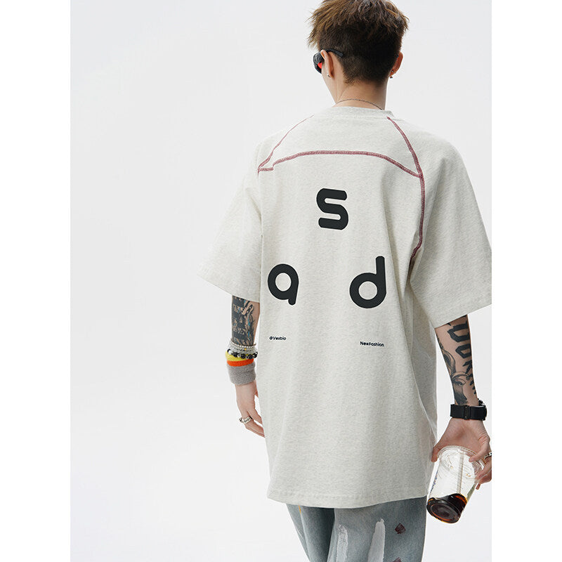 Men’s Cotton T-Shirt - Letter Print Short Sleeve My Store  58.49