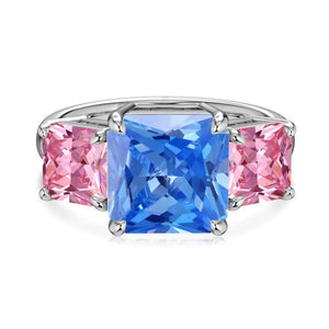 Elegant S925 Silver Square Blue Inlaid Ring My Store 