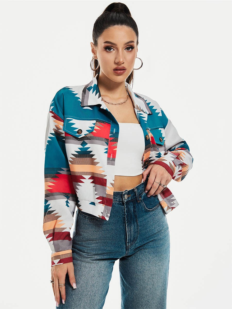 Women’s Color Block Printed Crop Top My Store 