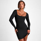 Backless Dress - Lace - Up Short Black - MRC STOREDressMy StoreA woman modeling a sleeveless black dress with a square neckline, long sleeves, and a short hem.MRC STORECJLY236596003CXBlackL