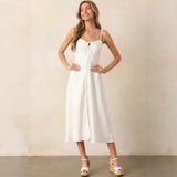 Backless Strappy Slim - Fit Midi Dress - MRC STOREDressMRC STOREBackless Strappy Slim - Fit Midi DressMRC STORECJLY262157903CXWhiteL