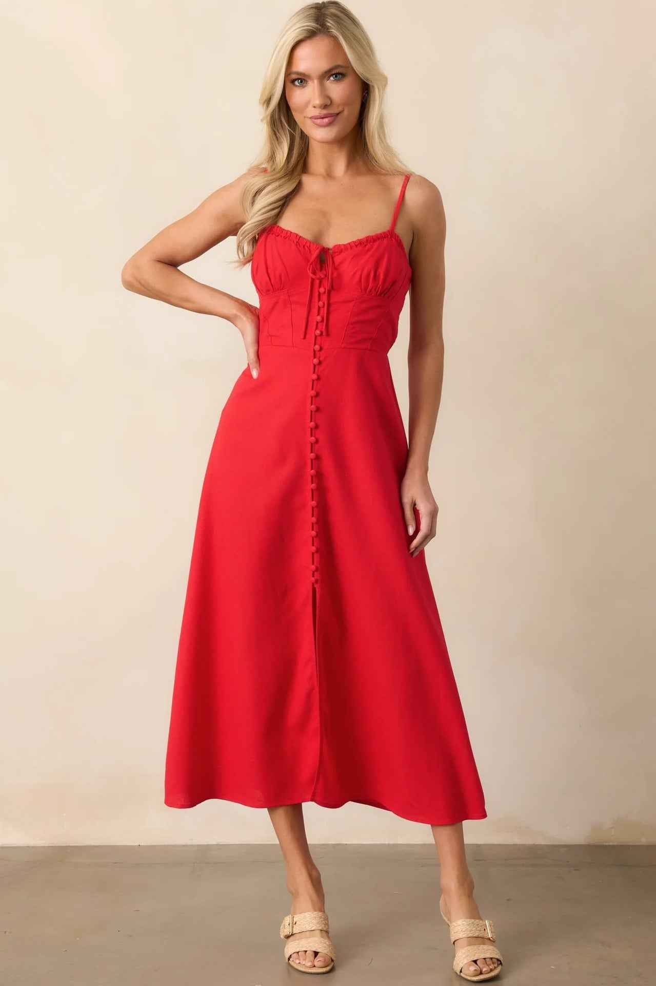 Backless Strappy Slim - Fit Midi Dress - MRC STOREDressMRC STOREBackless Strappy Slim - Fit Midi DressMRC STORECJLY262157908HSRedL