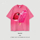 Women’s Street T-Shirt - Washed Cartoon Loose Top My Store  27.86