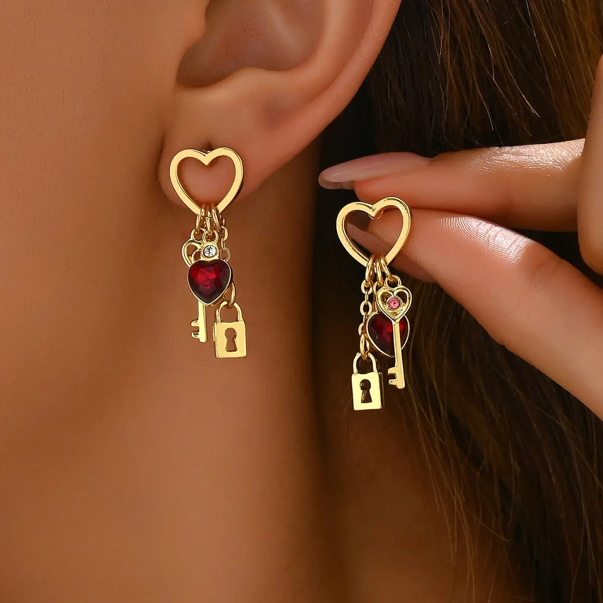 Simple Love Diamond Lock Earrings My Store  14.24