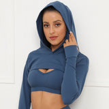 Long Sleeve Hooded Yoga Top - Cotton Blend Activewear for Women in Vibrant Colors My Store  23.23