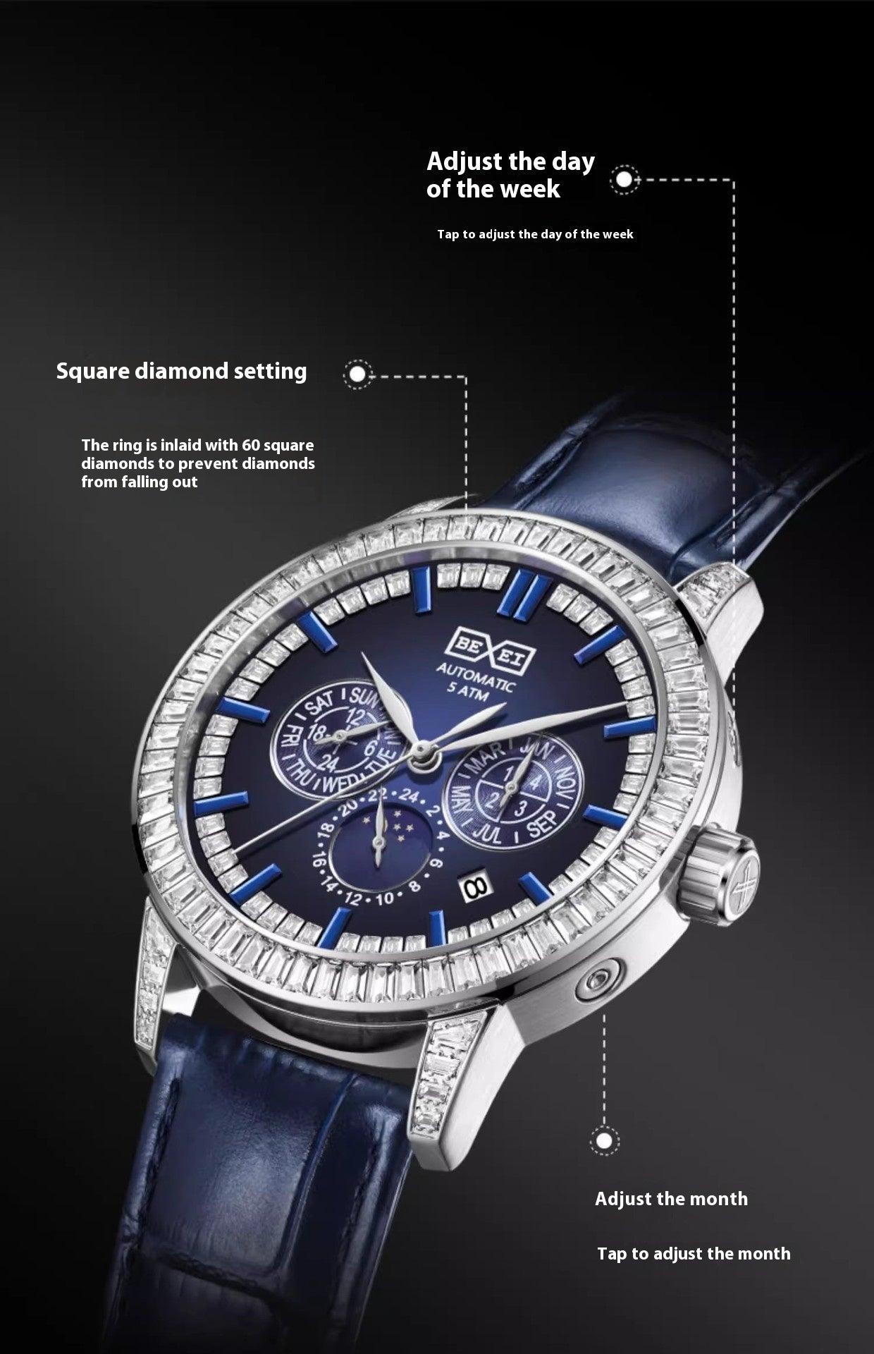 Bexei 9157 Luxury Men’s Watch – Blue Crystal Bezel, 5ATM Waterproof - MRC STOREAccessoriesMy StoreBEXEI 9157 Luxury Men's Watch – Blue Crystal Bezel, 46 Zircons, 5ATM Waterproof - MRC STOREMRC STORECJJX228254501AZBlue