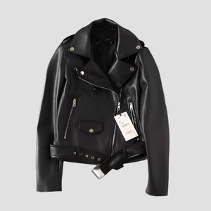 Black PU Leather Zip Jacket – Long Sleeve - MRC STOREJacketsMy StoreA black PU leather jacket with a mandarin collar, long sleeves, and a full - length zipper. The jacket is displayed on a mannequin with a tag still attached.MRC STORECJYD229210205EVBlack2XL