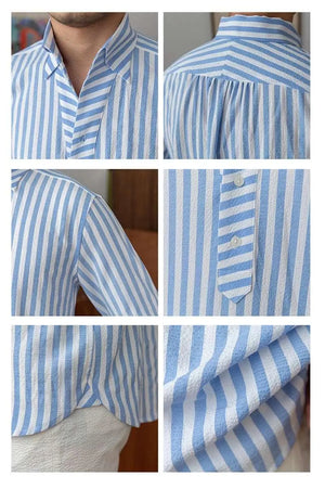 Breathable Seersucker Striped Long Sleeved Shirt - MRC STORETopMy StoreBreathable Seersucker Striped Long Sleeved Shirt - MRC STOREMRC STORECJTW177628904DWBlue2XL