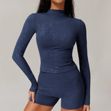 Bronzing Yoga Long Sleeve Top – Activewear - MRC STOREyoga clothesMy StoreBronzing Yoga Top Long sleeved Top – Stylish Activewear for Fitness and Beyond - MRC STOREMRC STORECJDK222532211KPDark BlueL