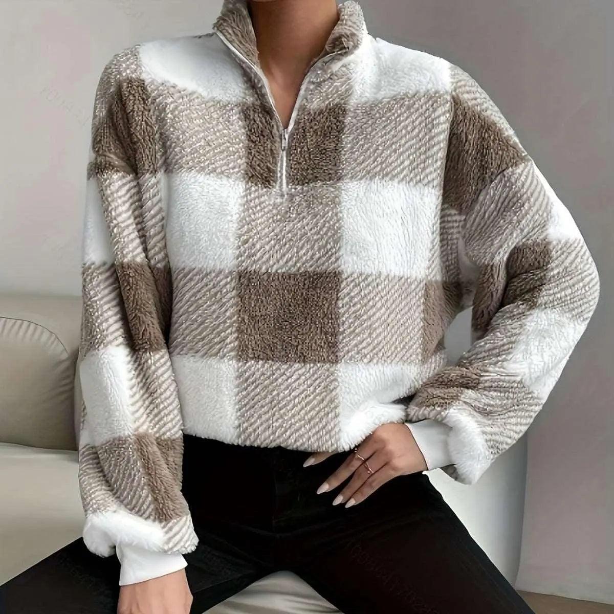 Buffalo Plaid Off - Shoulder Sweater - MRC STORETopMy StoreBuffalo Plaid Off - Shoulder Sweater - MRC STOREMRC STORECJWY197732403CXKhakiL
