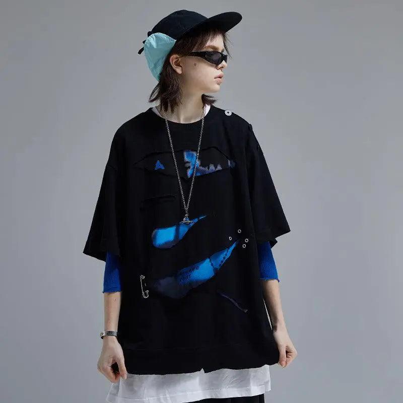 Button Trim Casual T-Shirt - MRC STORETopMy StoreButton Trim Casual T-Shirt - MRC STOREMRC STORECJYH180197003CXBlackL