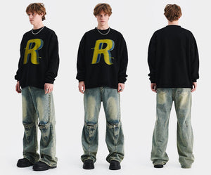 Loose Trendy Round Neck Long Sleeve Sweater MRC STORE 