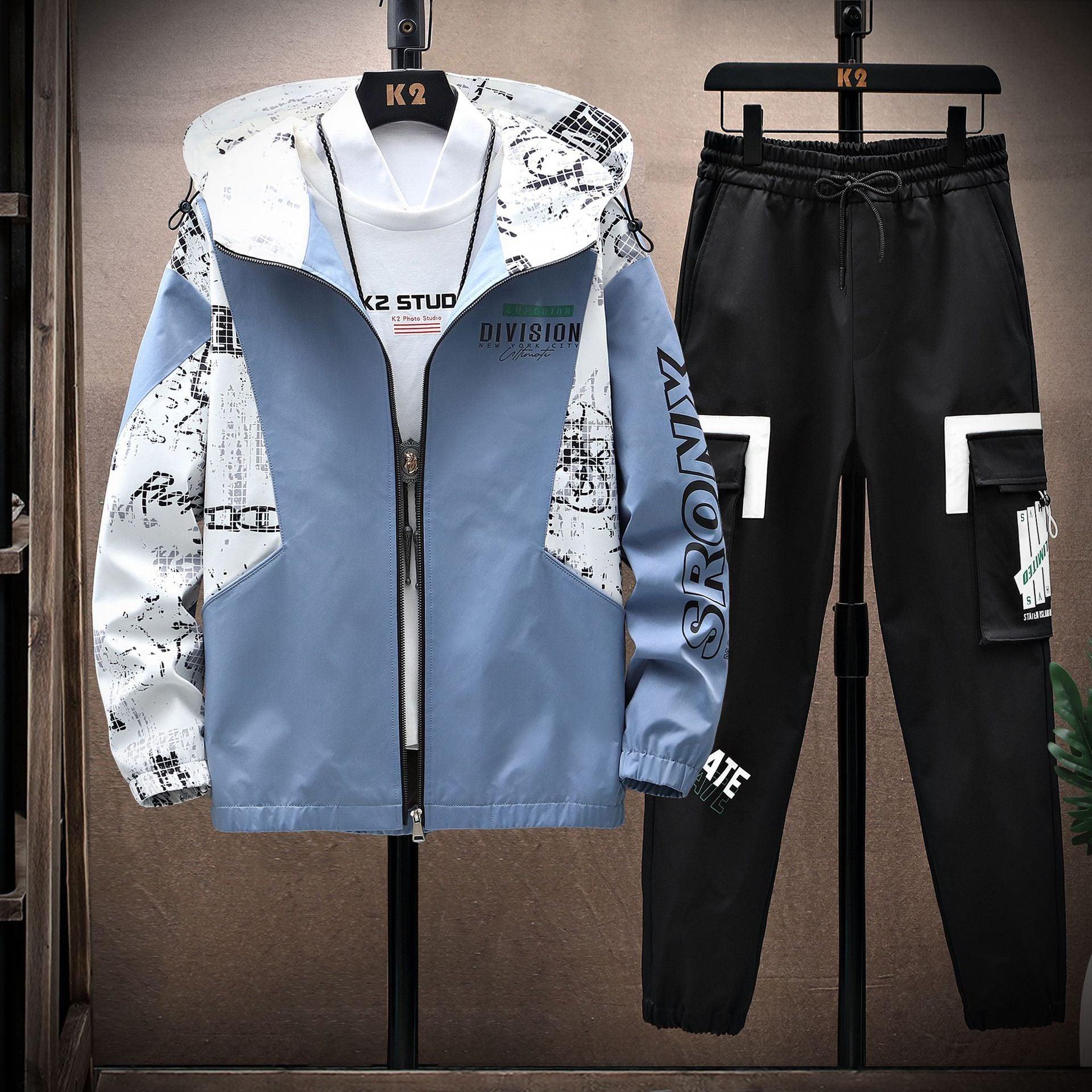 Fashion Casual Lapel Jacket & Cargo Pants Set - Street Style My Store  65.49