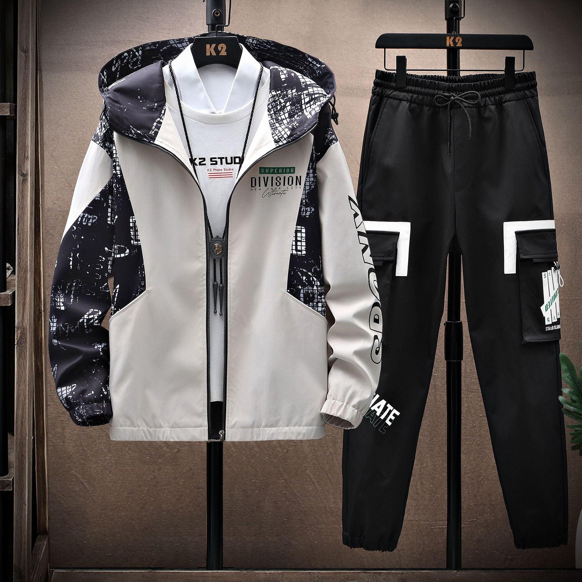 Fashion Casual Lapel Jacket & Cargo Pants Set - Street Style My Store  65.49