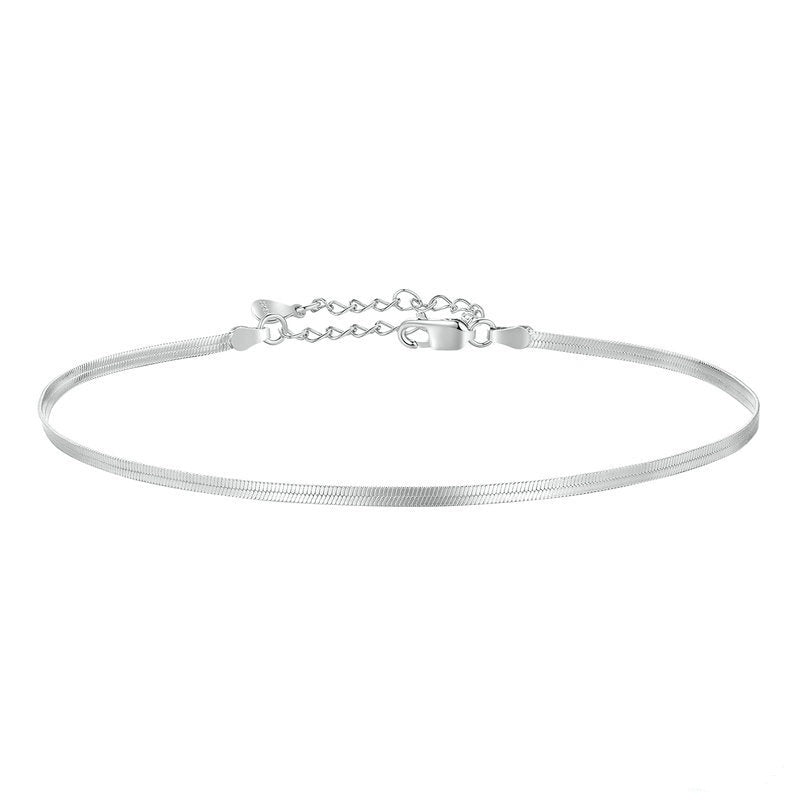 S925 Sterling Silver Snake Bone Anklet – Glossy Thin Anklet for Women - MRC STORE