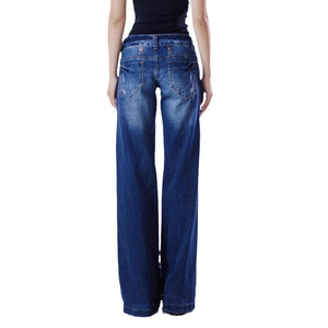 Women’s Retro Jeans - Low Waist Washed Blue My Store 