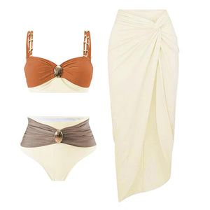 Women’s Split Swimsuit - Gold-Plated High Waist My Store 