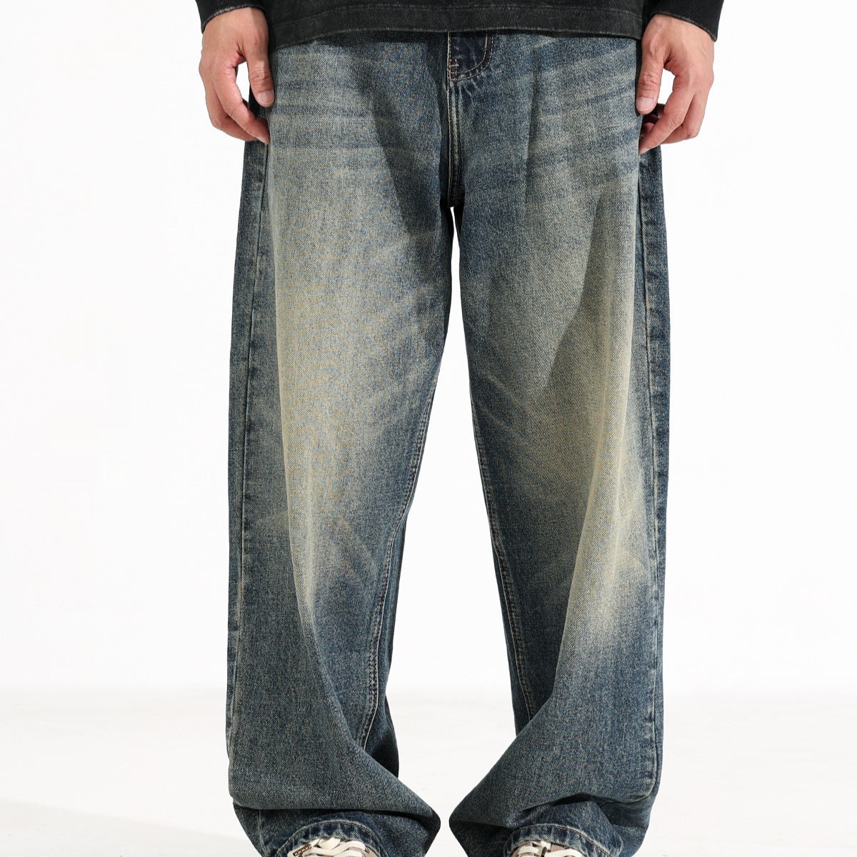 American Retro Hanging Loose Wide Leg Jeans for Men – Vintage Denim Style My Store 
