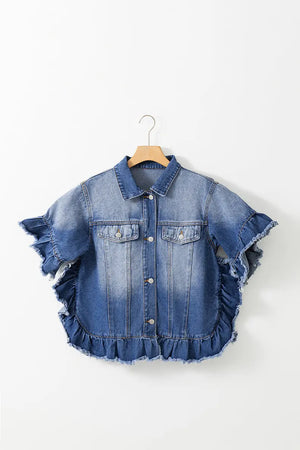 Ruffled Denim Jacket My Store 