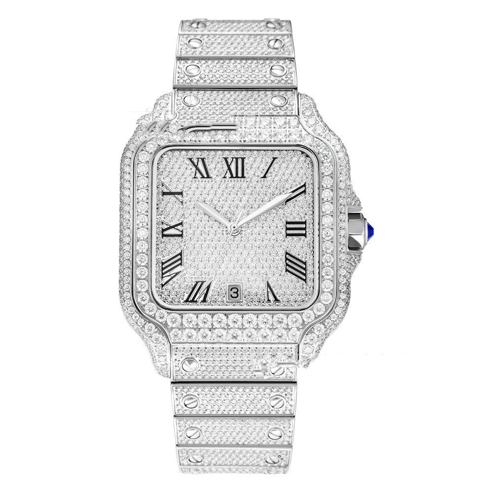 Men’s Moissanite Watch - Stainless Steel Clarity-MrcStore 