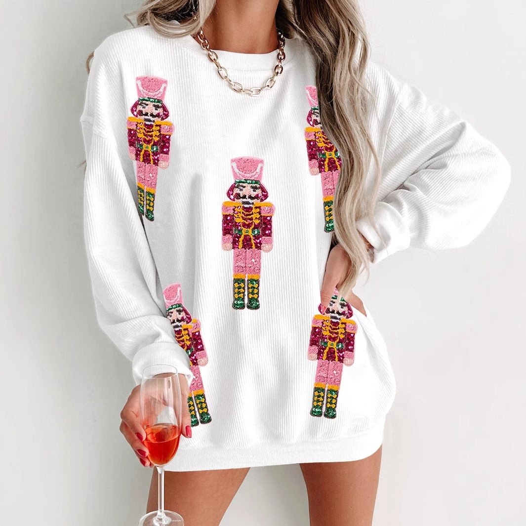 Christmas Sequin Anime Round Neck Sweatshirt MRC Store 