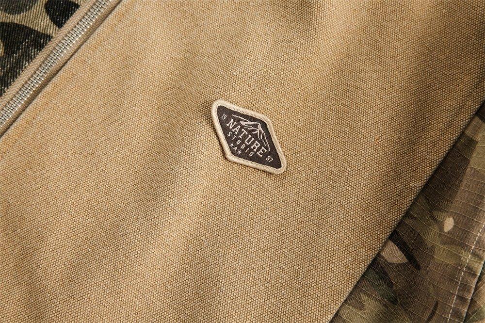 Camouflage Hooded Denim Jacket – Patchwork - MRC STORESweaters & HoodiesMRC STORECamouflage Hooded Denim Jacket - Stylish and Bold Contrast Patchwork - MRC STOREMRC STORECJXZ226525802BYKhakiL