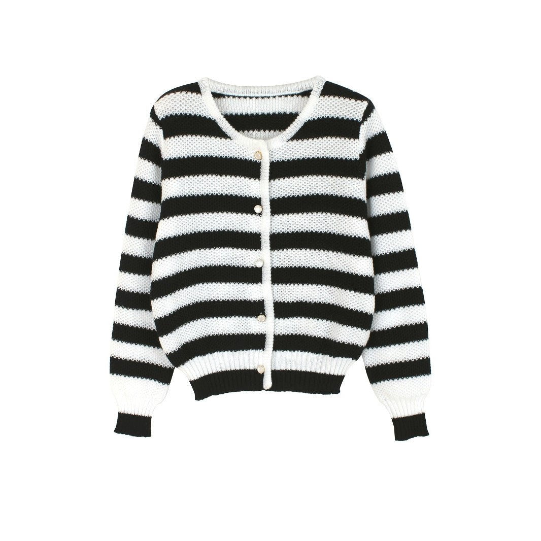 Cardigan Jacket - Striped Round Neck - MRC STOREJacketsMRC STOREWomen’s Cardigan Jacket - Striped Round Neck My Store MRC STORECJMY231743203CXBlack And White Mixed ColorL