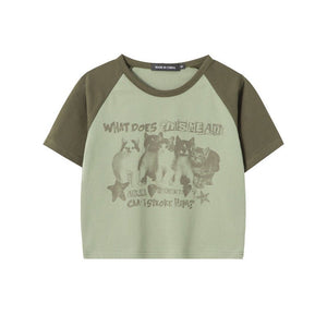Cat T-Shirt Color Block – Raglan Sleeve, Cropped - MRC STORET-ShirtsMy StoreCat T-Shirt Color Block – Raglan Sleeve, CroppedMRC STORECJCS214354503CXFlower GrayL