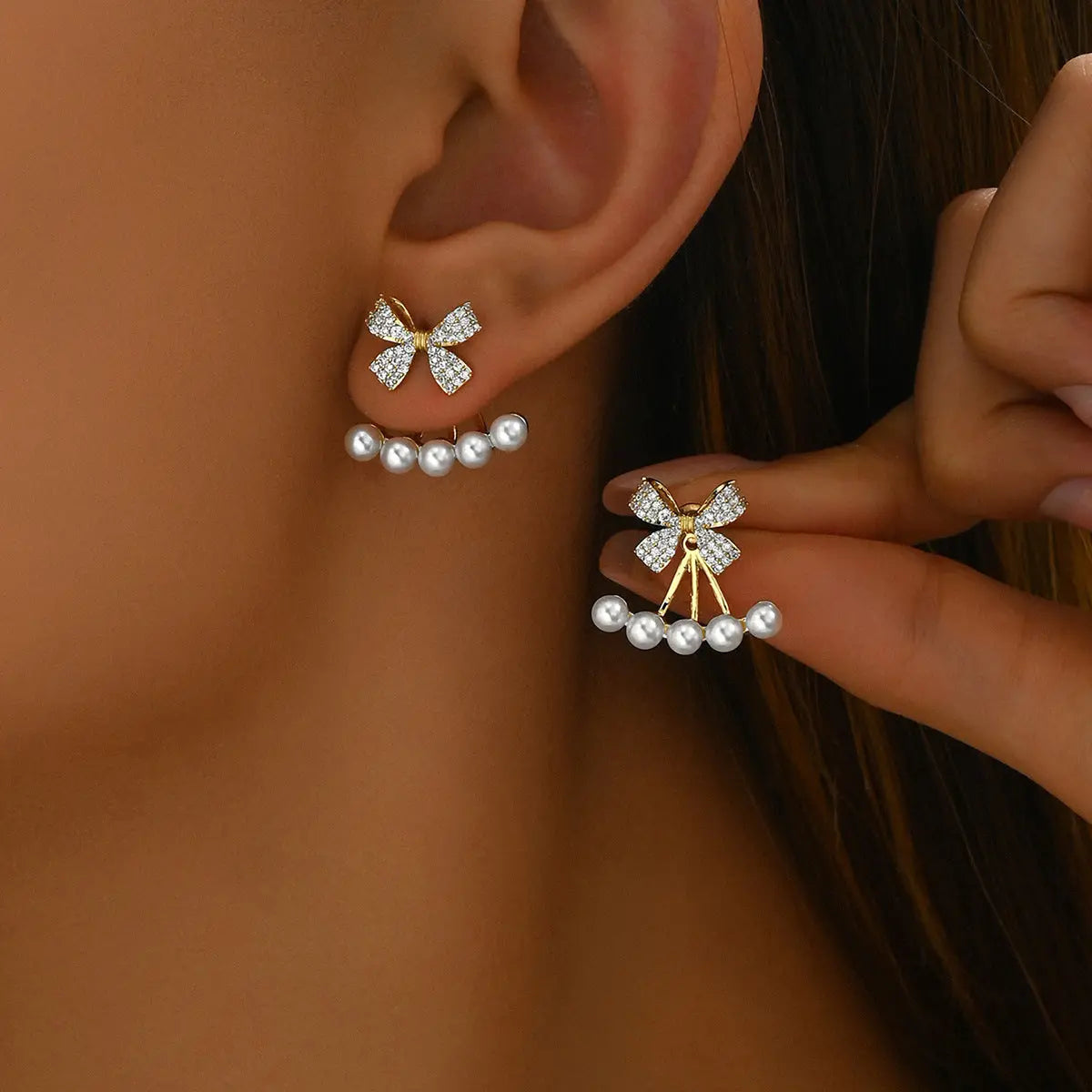 Simple Zircon Bow Earrings My Store  13.90