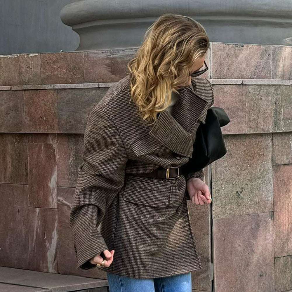 Mid-Length Double-Breasted British-Style Wool Coat MRC STORE  72.00