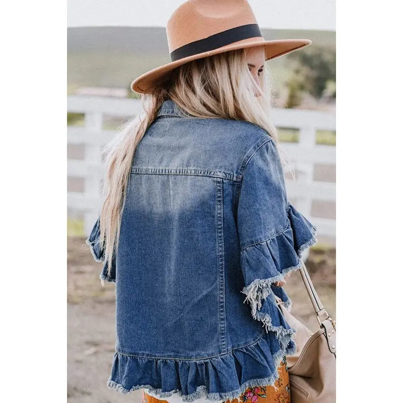 Ruffled Denim Jacket My Store 