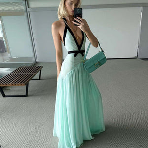 Chic Halter - Neck Mesh Patchwork Maxi Dress - MRC STOREDressMRC STOREChic Halter - Neck Mesh Patchwork Maxi Dress MRC STORE MRC STORECJLY266216803CXMint GreenL