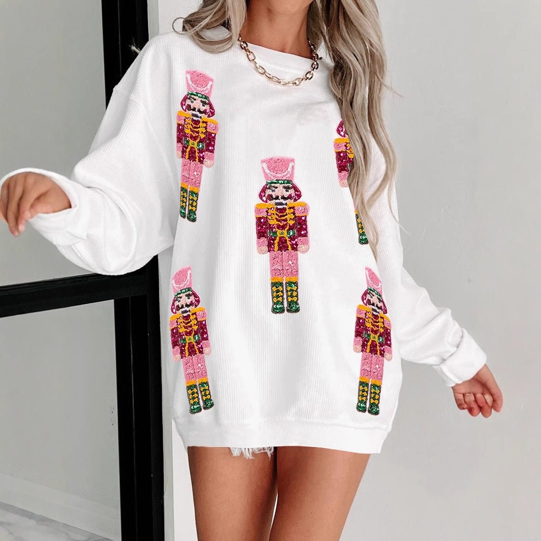 Christmas Sequin Anime Round Neck Sweatshirt - MRC STOREChristmasMRC StoreChristmas Sequin Anime Round Neck Sweatshirt MRC Store MRC STORECJWY253978104DWBeigeL