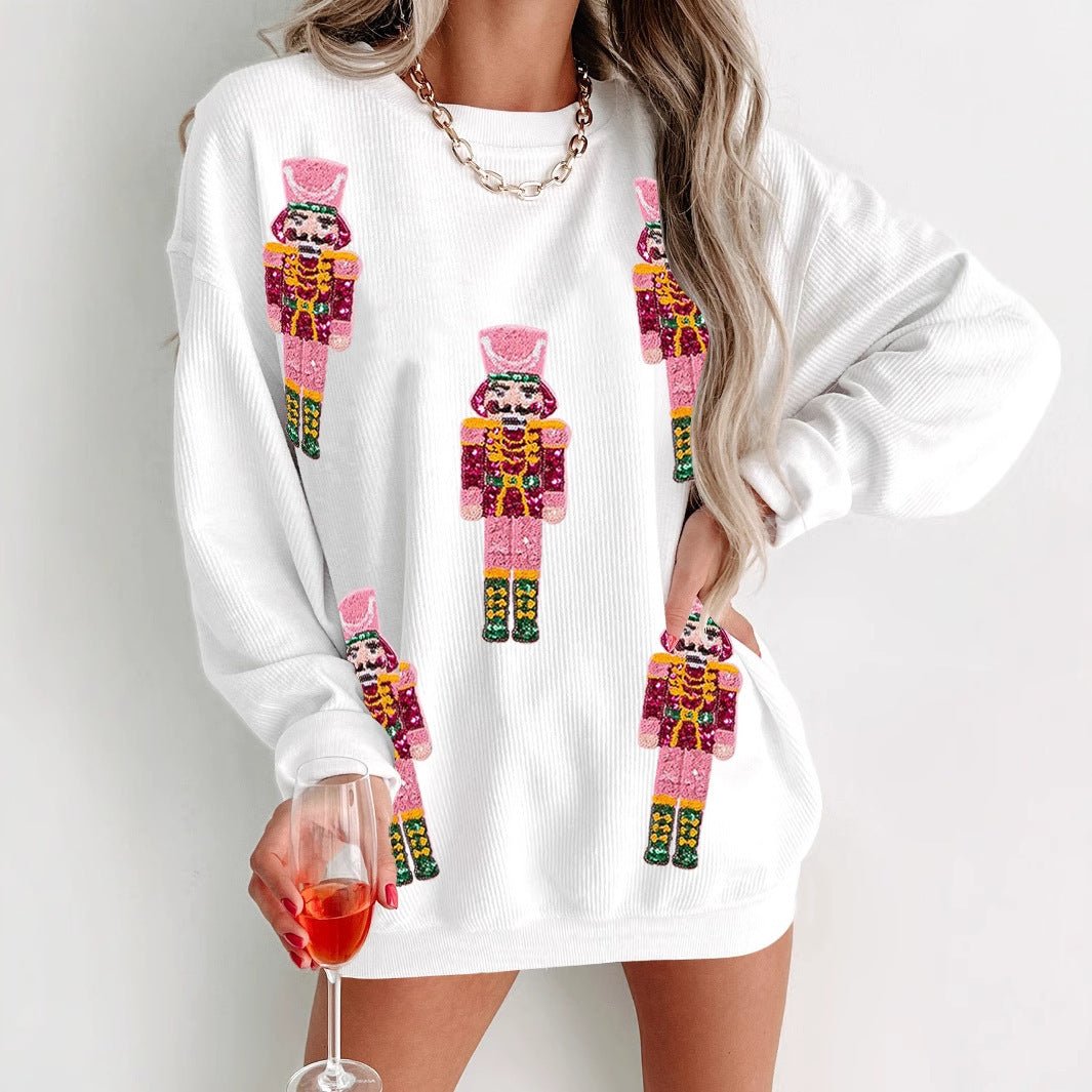 Christmas Sequin Anime Round Neck Sweatshirt - MRC STOREChristmasMRC StoreChristmas Sequin Anime Round Neck Sweatshirt MRC Store MRC STORECJWY253978104DWBeigeL