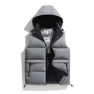 Corduroy Hooded Warm Vest - MRC STOREJacketsMRC STOREGray puffer vest with a hood on a white backgroundMRC STORECJYD255136707GTBlackL