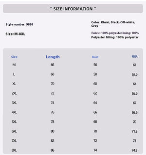 Couple's Korean Style Winter Jacket - MRC STOREJacketsMRC STORESize chart for clothing with measurements in centimetersMRC STORECJYD255784124XCGray2XL