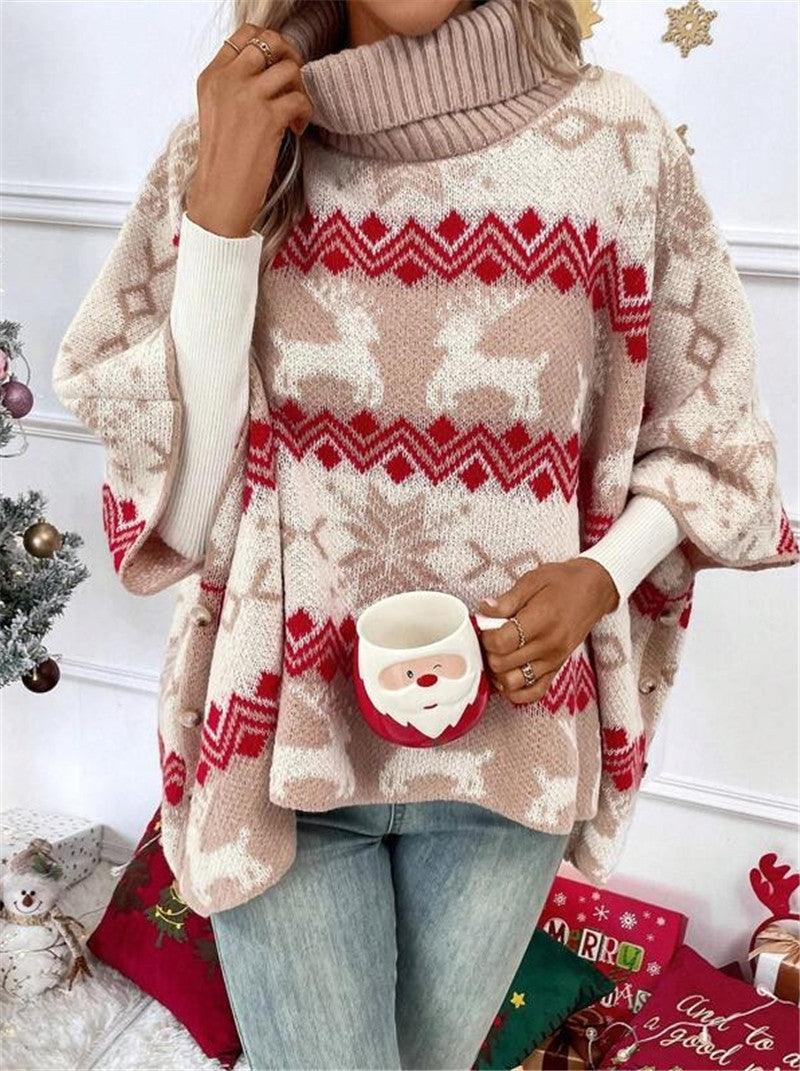 Cozy Turtleneck Christmas Sweater with Batwing Sleeves – Perfect for the Festive Season - MRC STOREChristmasMy StoreCozy Turtleneck Christmas Sweater with Batwing Sleeves – Perfect for the Festive Season - MRC STOREMRC STORECJMY220309103CXPicture ColorL