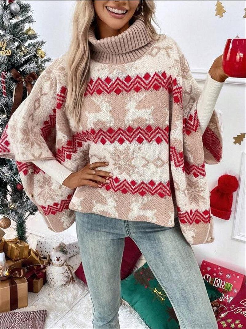 Cozy Turtleneck Christmas Sweater with Batwing Sleeves – Perfect for the Festive Season - MRC STOREChristmasMy StoreCozy Turtleneck Christmas Sweater with Batwing Sleeves – Perfect for the Festive Season - MRC STOREMRC STORECJMY220309103CXPicture ColorL