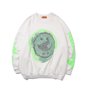 Crew Neck Printed Sweatshirt – Cotton Casual - MRC STORETopMy StoreOversized Smiley Face Graphic Sweatshirt – Bold Black Pullover with Neon Green Print - MRC STOREMRC STORECJNSSYWY03458-White-LWhiteL