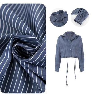 Cropped Striped Fashion Shirt - MRC STORETopMy StoreCropped Striped Fashion ShirtMRC STORECJYD210687403CXBlueL