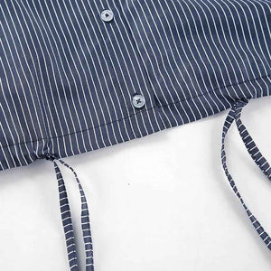 Cropped Striped Fashion Shirt - MRC STORETopMy StoreCropped Striped Fashion ShirtMRC STORECJYD210687403CXBlueL