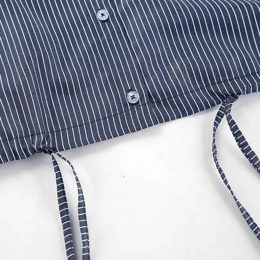 Cropped Striped Fashion Shirt - MRC STORETopMy StoreCropped Striped Fashion ShirtMRC STORECJYD210687403CXBlueL