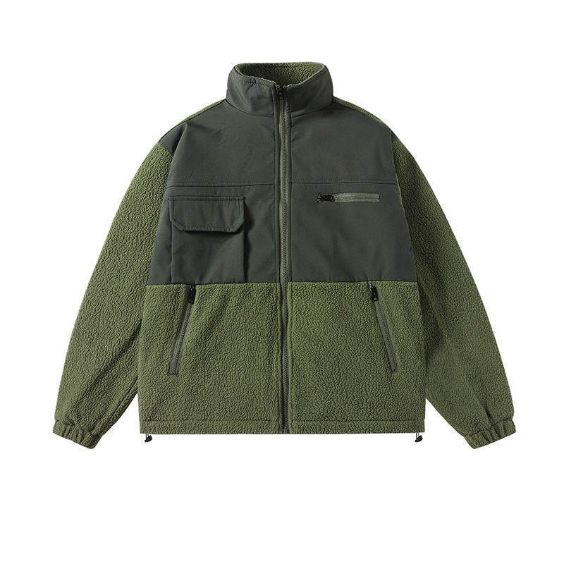 Cross Lapel Fleece Jacket - MRC STOREJacketsMRC STOREGreen jacket with a mix of textures on a white backgroundMRC STORECJXZ247870511KPBL703 Army Green2XL