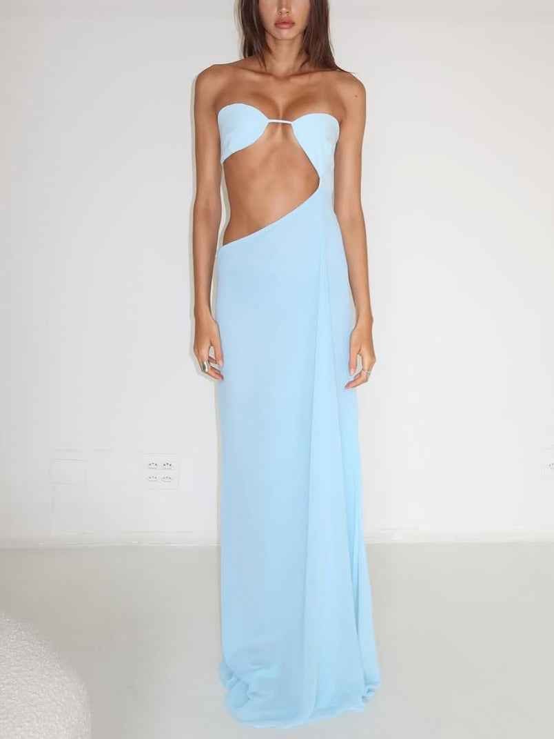 Cutout Strapless Slim - Fit Maxi Dress - MRC STOREDressMRC STORECutout Strapless Slim - Fit Maxi DressMRC STORECJLY228874804DWBlueL