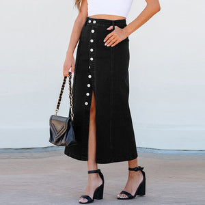 Women’s Midi Dress - Button Slit Denim Style My Store 