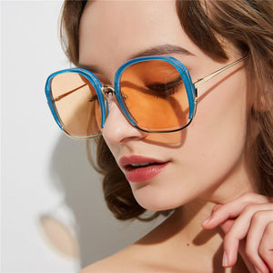 Colorful Fashionable Large Half-Frame Sunglasses – UV400 Protection My Store 