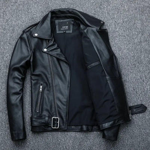 Pure Cowhide Biker Leather Jacket - MRC STORE