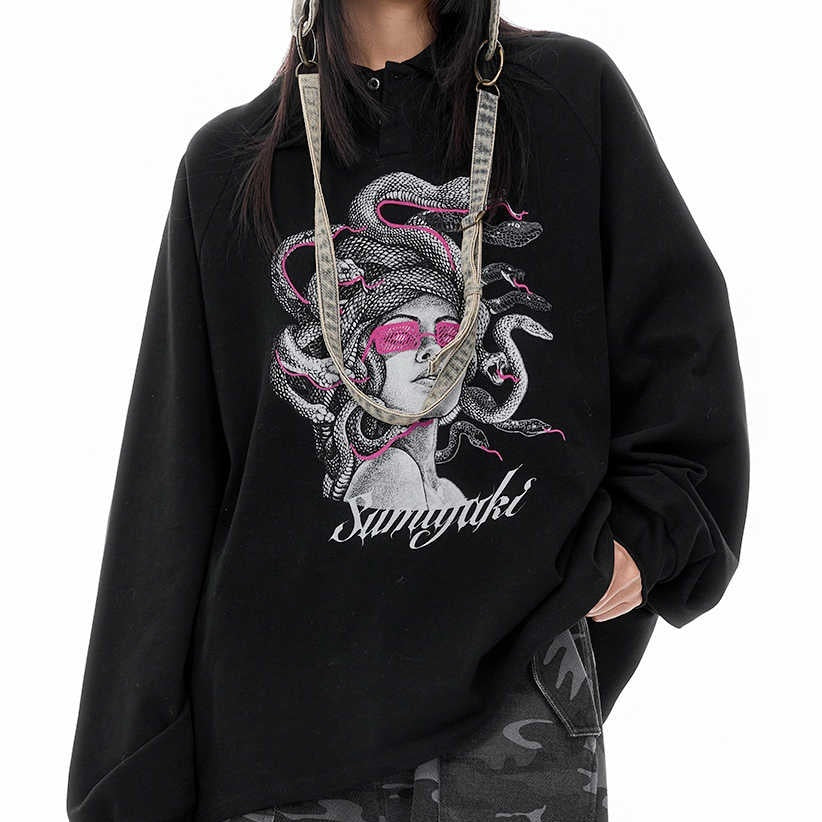 Knitted Medusa Snake Long Sleeved Streetwear Polo Sweater – Autumn & Winter Top My Store  50.31